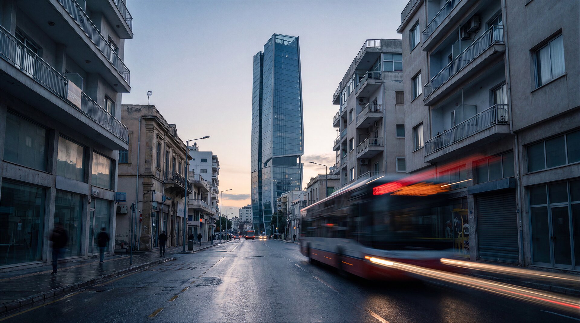 Limassol city street at dusk from the campaign film