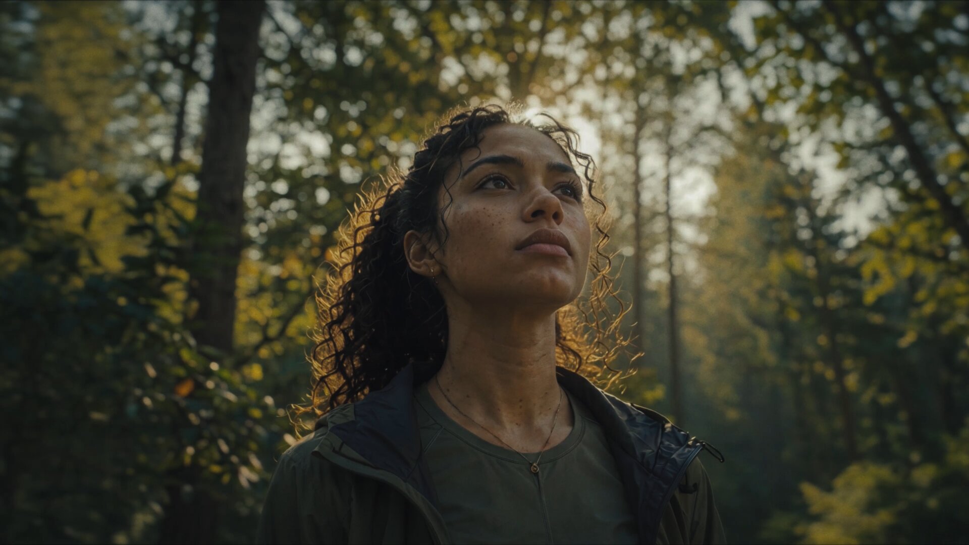 Trailer still, young woman in the forest