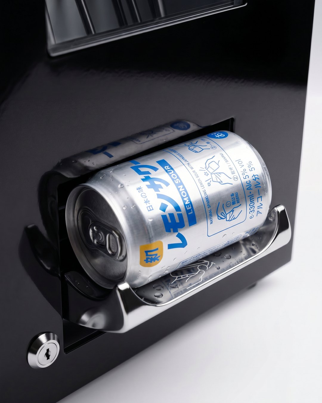 Lemon Sour can in the dispenser tray