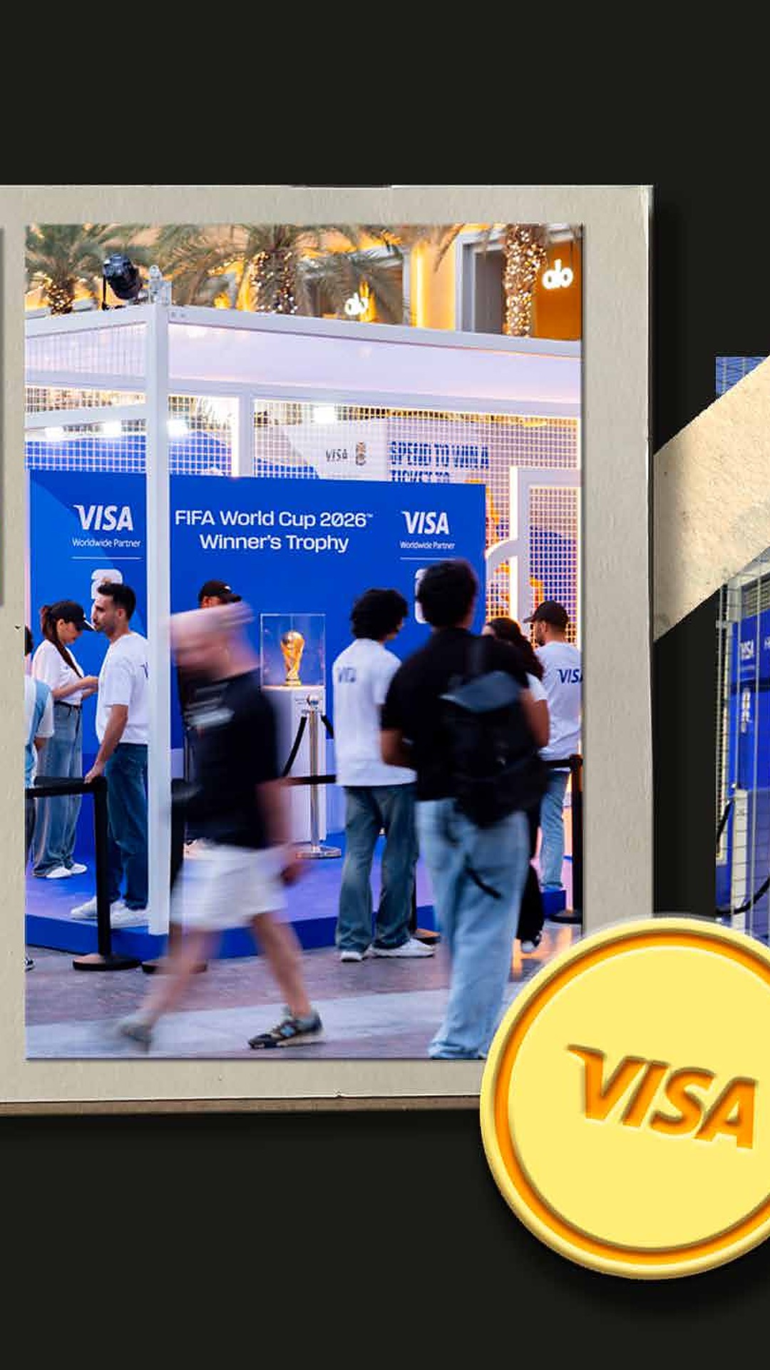 Fans queuing to see the FIFA World Cup 26 Winners' Trophy