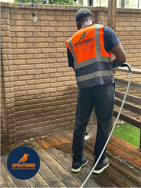 Spraybird power washing pressure washing wooden deck