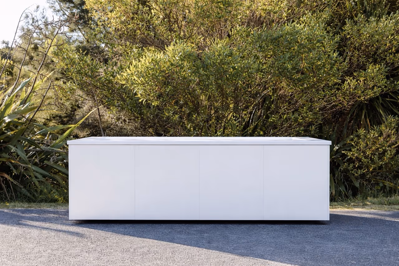 Star Baths Everyday Built-In outdoor bath with ACM panel cladding, designed to integrate into decking and architecture