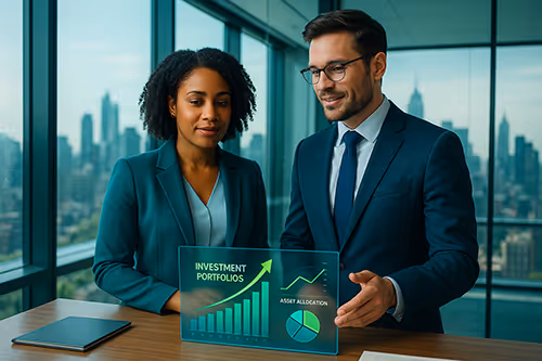 Scene showing the successful growth of a portfolio.
