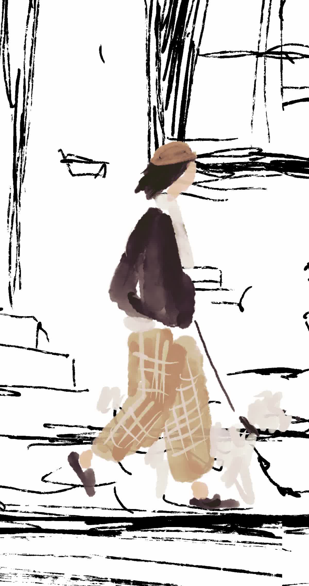 Painted dog walker animation study