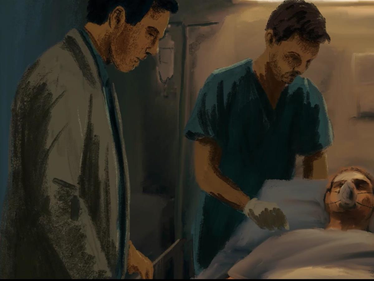 Doctors attending to Billy in hospital