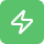 White lightning bolt icon inside a green rounded square.