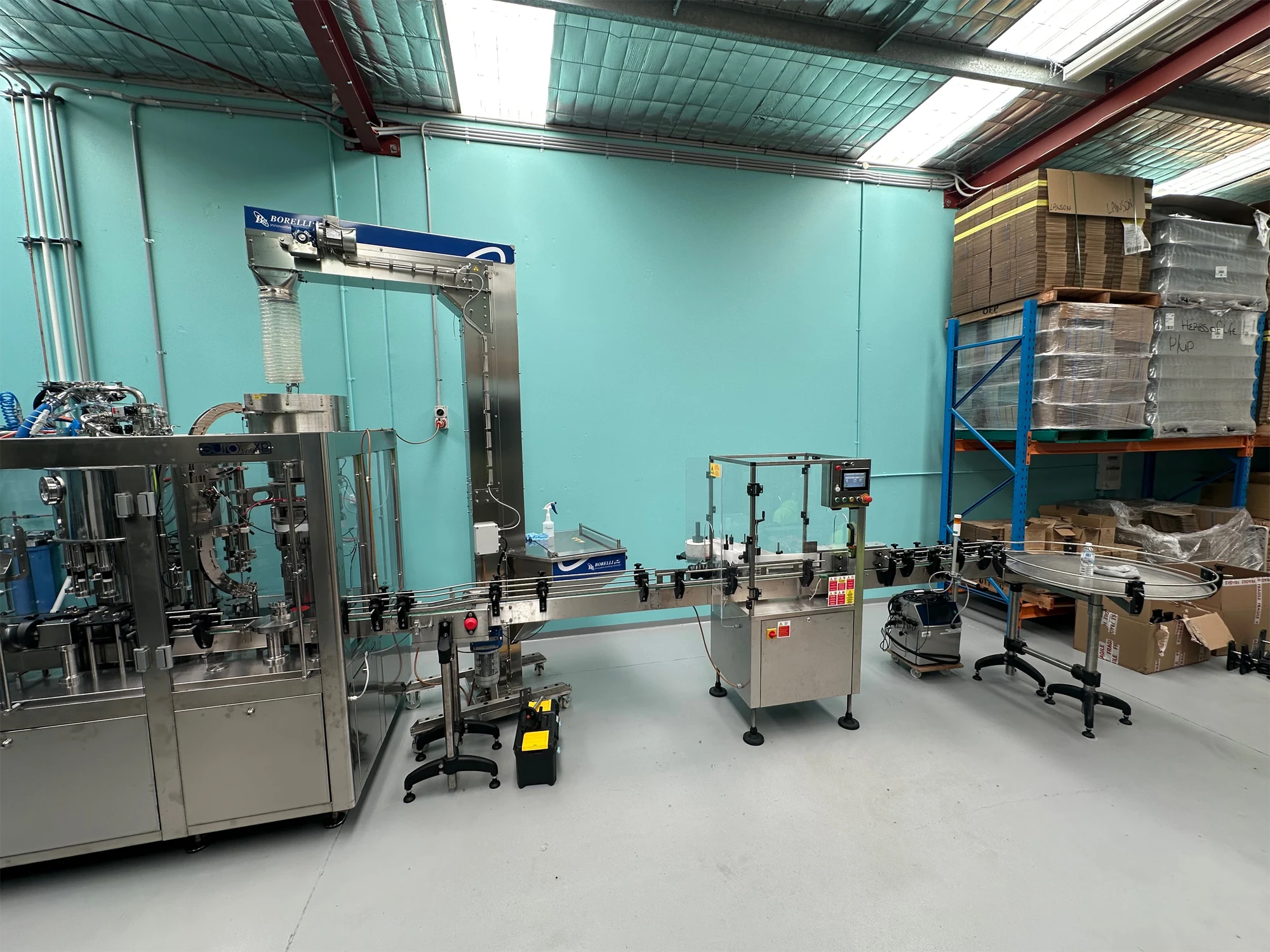 Q-Pack installation of a Borelli Euro System bottling line