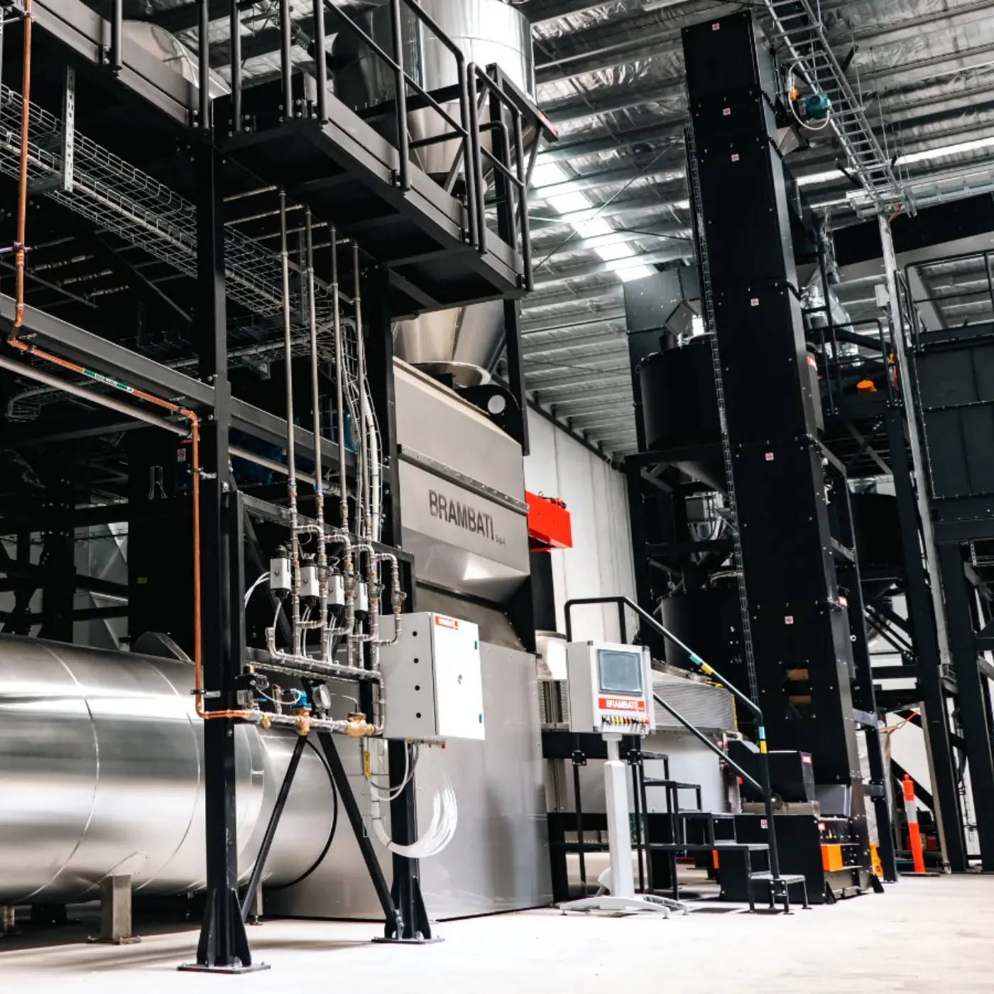 Interior shot of the Nomad Coffee Group Truganina site including the 600kg Brambati roaster.