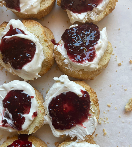 Scones with cream and jam