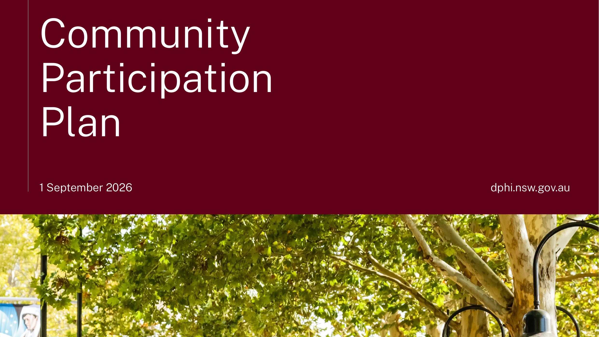 Cover of the NSW Community Participation Plan 2026, Department of Planning, Housing and Infrastructure