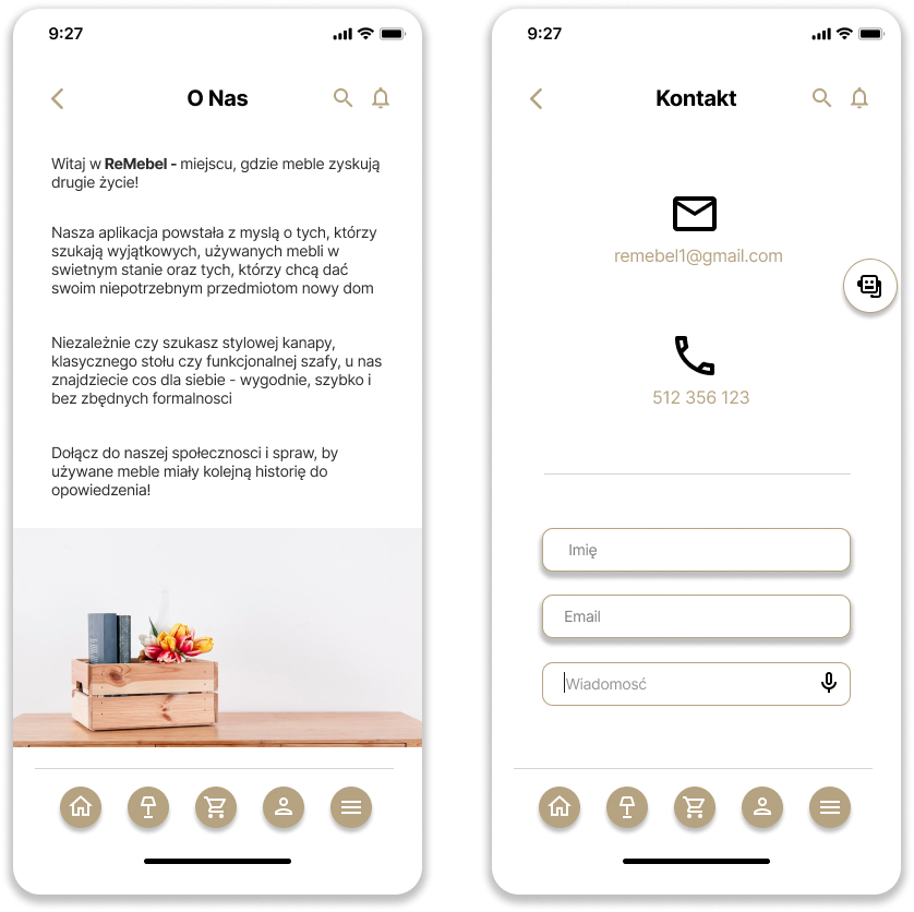 zdjęcie 2 ekranów mobile sekcja o mnie i kontakt