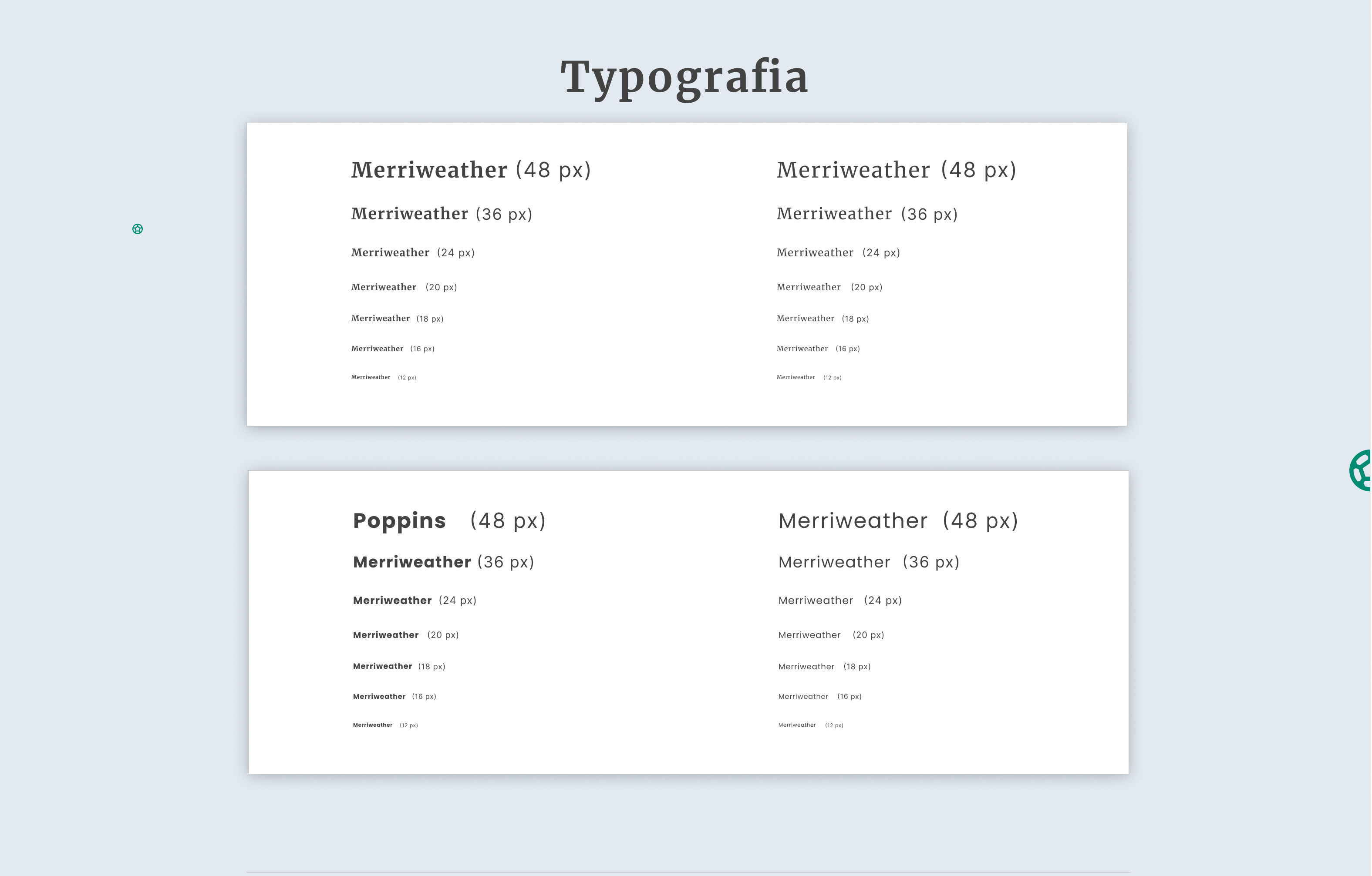 obraz przedstawia rozmiary czcionki Merriweather użyte na stronie www
