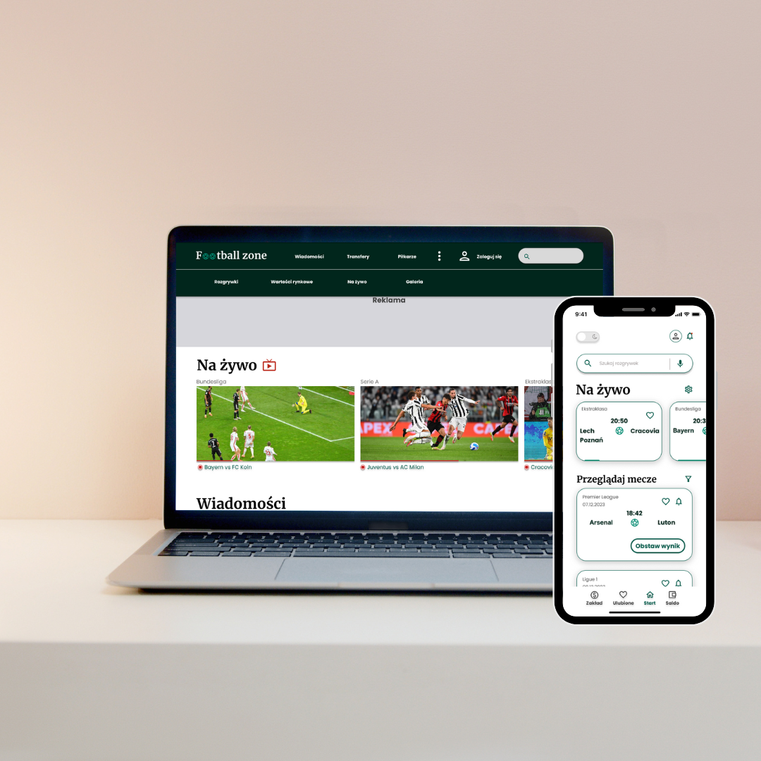 obraz przedstawia część strony www serwisu informacyjnego piłkarskiego