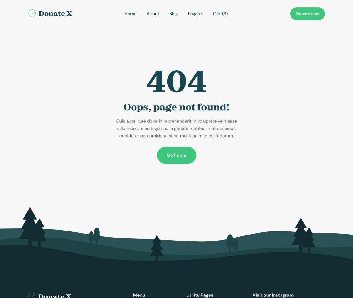 Donate X - 404 not found page - Charity & Nonprofit Webflow Template