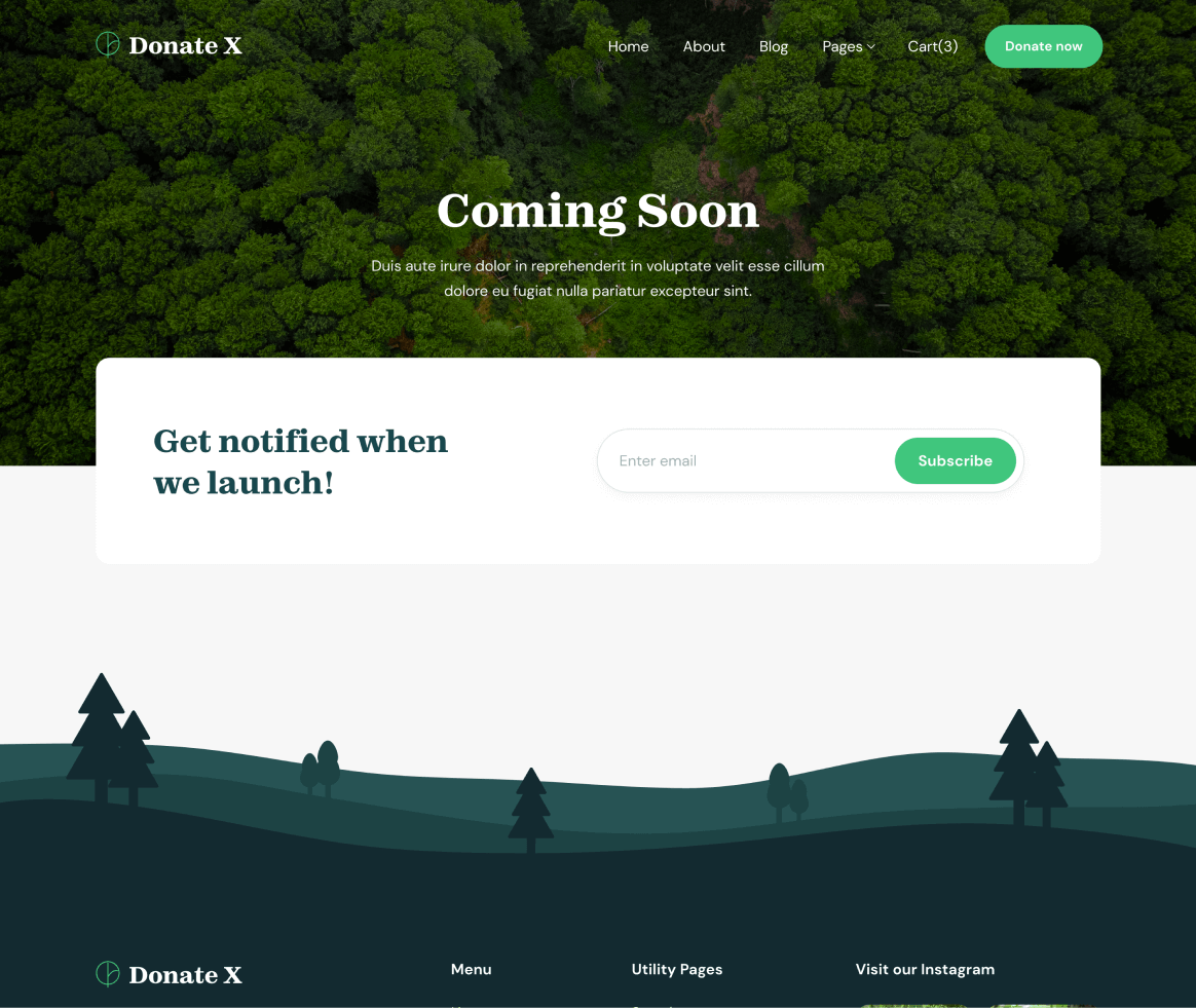 Donate X - Coming Soon page - Charity & Nonprofit Webflow Template