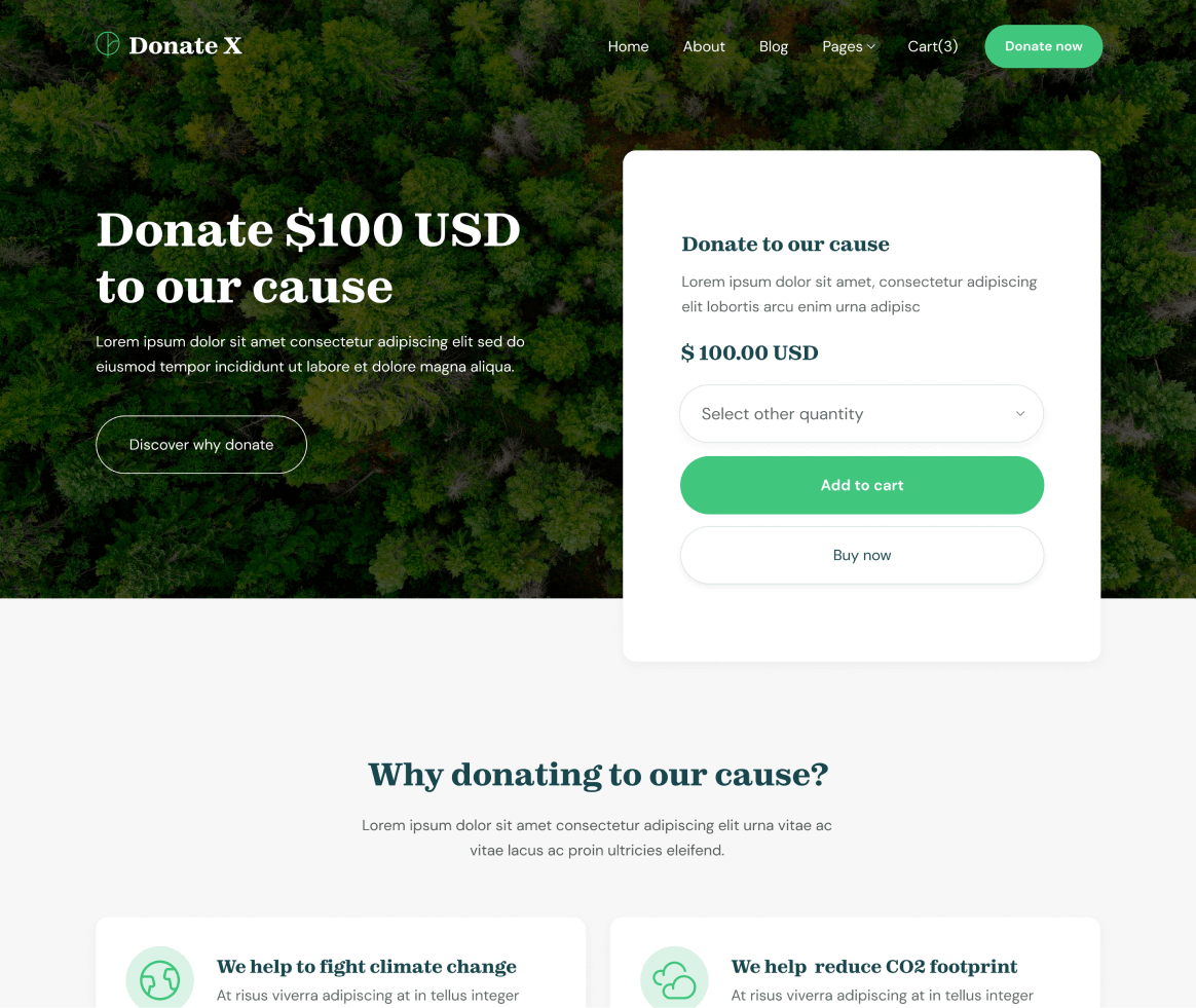 Donate X - Donate Single page - Charity & Nonprofit Webflow Template