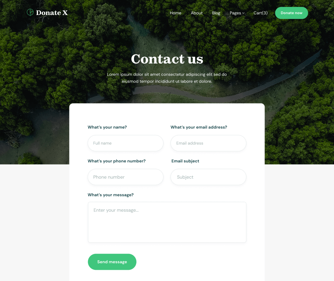 Donate X - Contact us page - Charity & Nonprofit Webflow Template