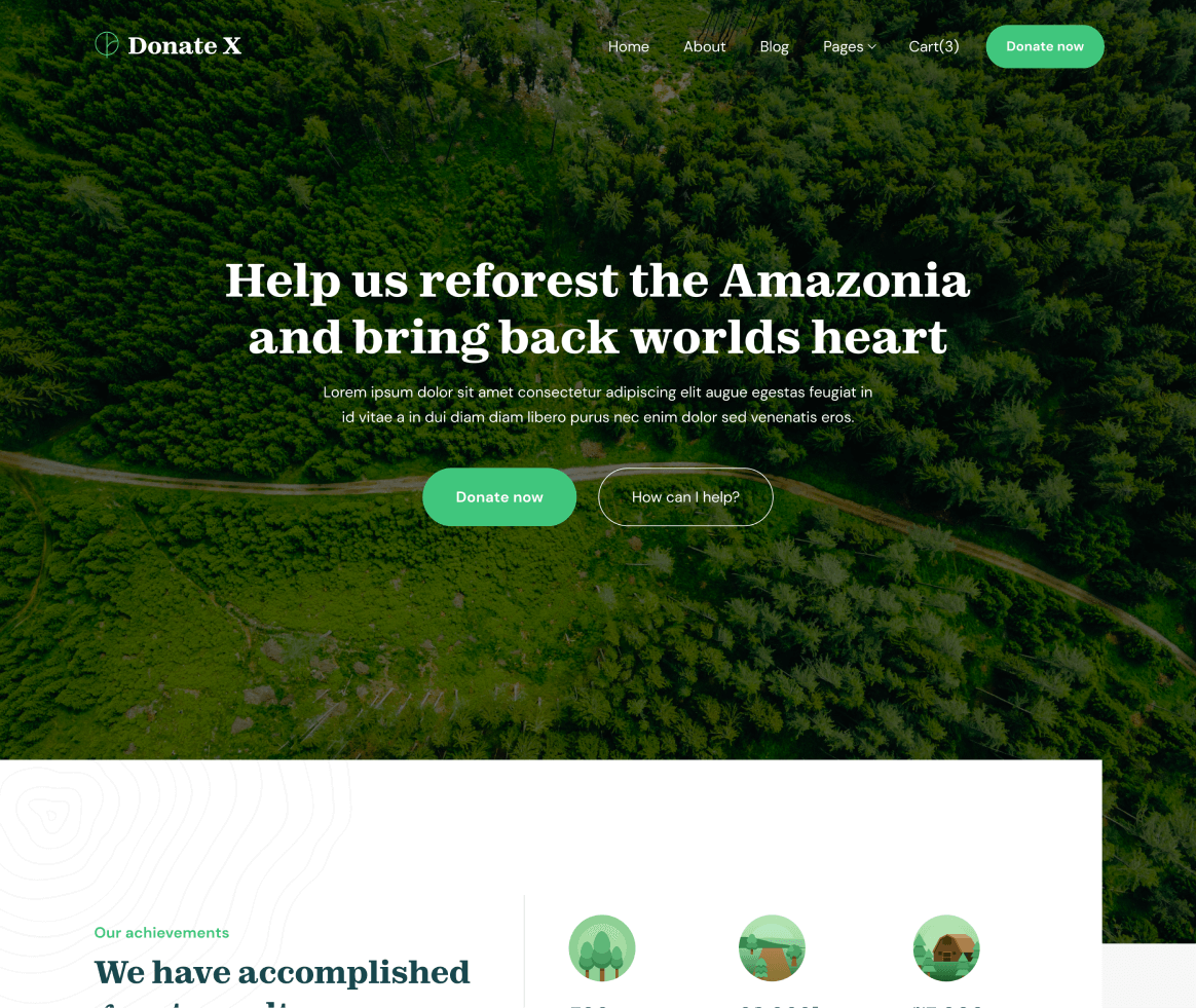 Donate X - Home page - Charity & Nonprofit Webflow Template