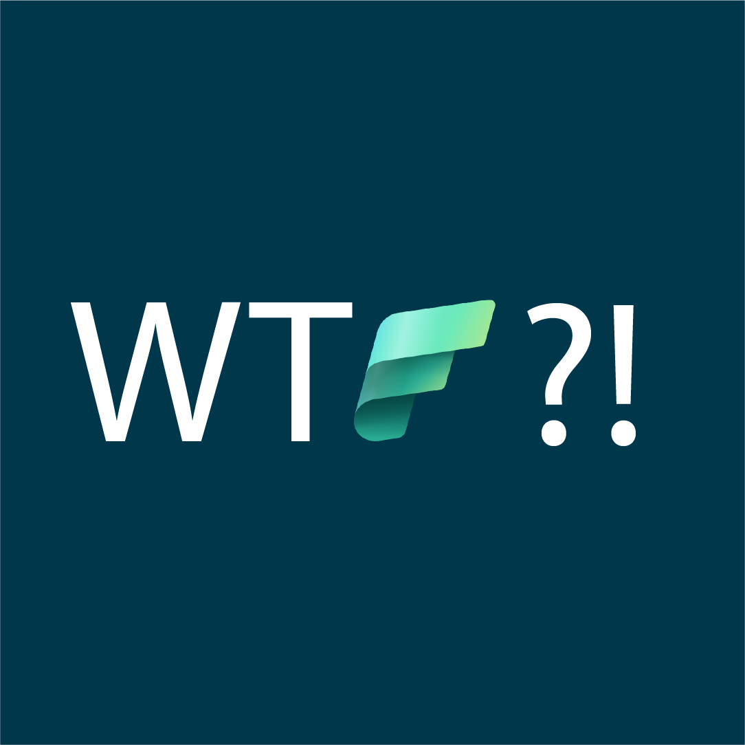 Schriftzug WTF?! mit Fabric-Logo anstelle des F´s