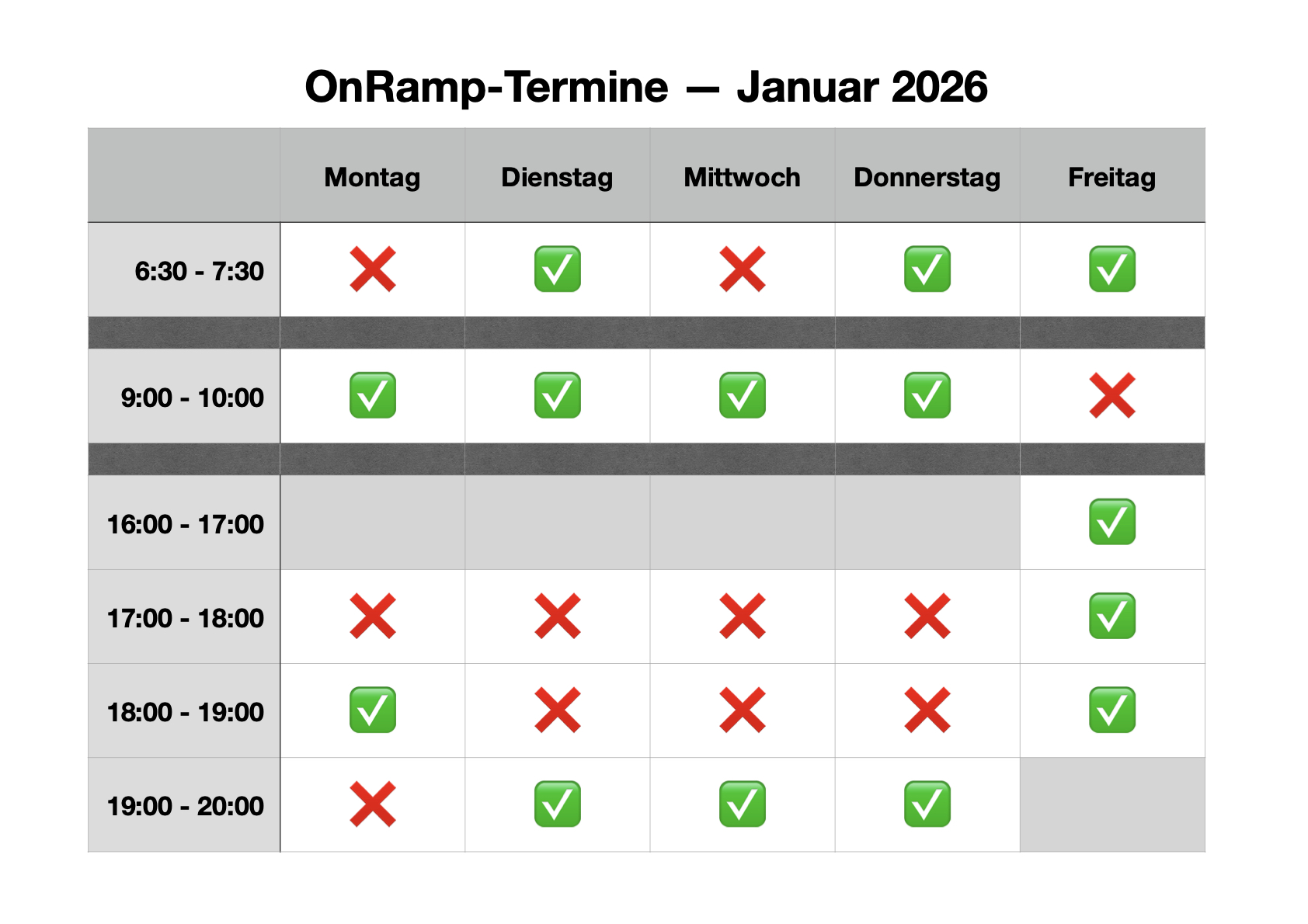 OnRamp-Termine