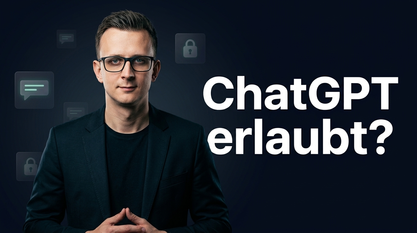 Danilo à Tellinghusen vor dunklem Hintergrund mit der Headline ChatGPT erlaubt?