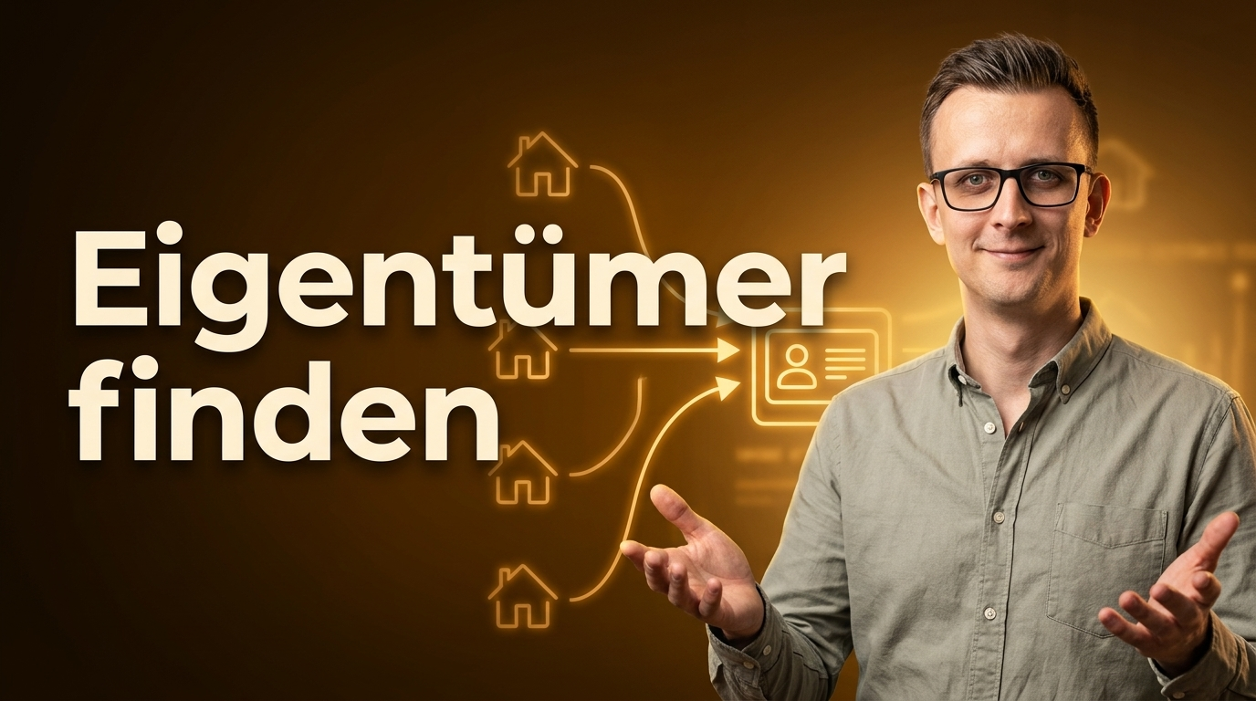 Danilo à Tellinghusen vor warmem Hintergrund mit der Headline Eigentümer finden