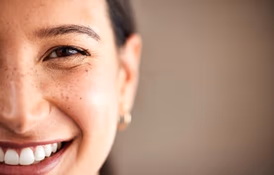 Close up of Women's Eye Wearing Contact Lenses 
