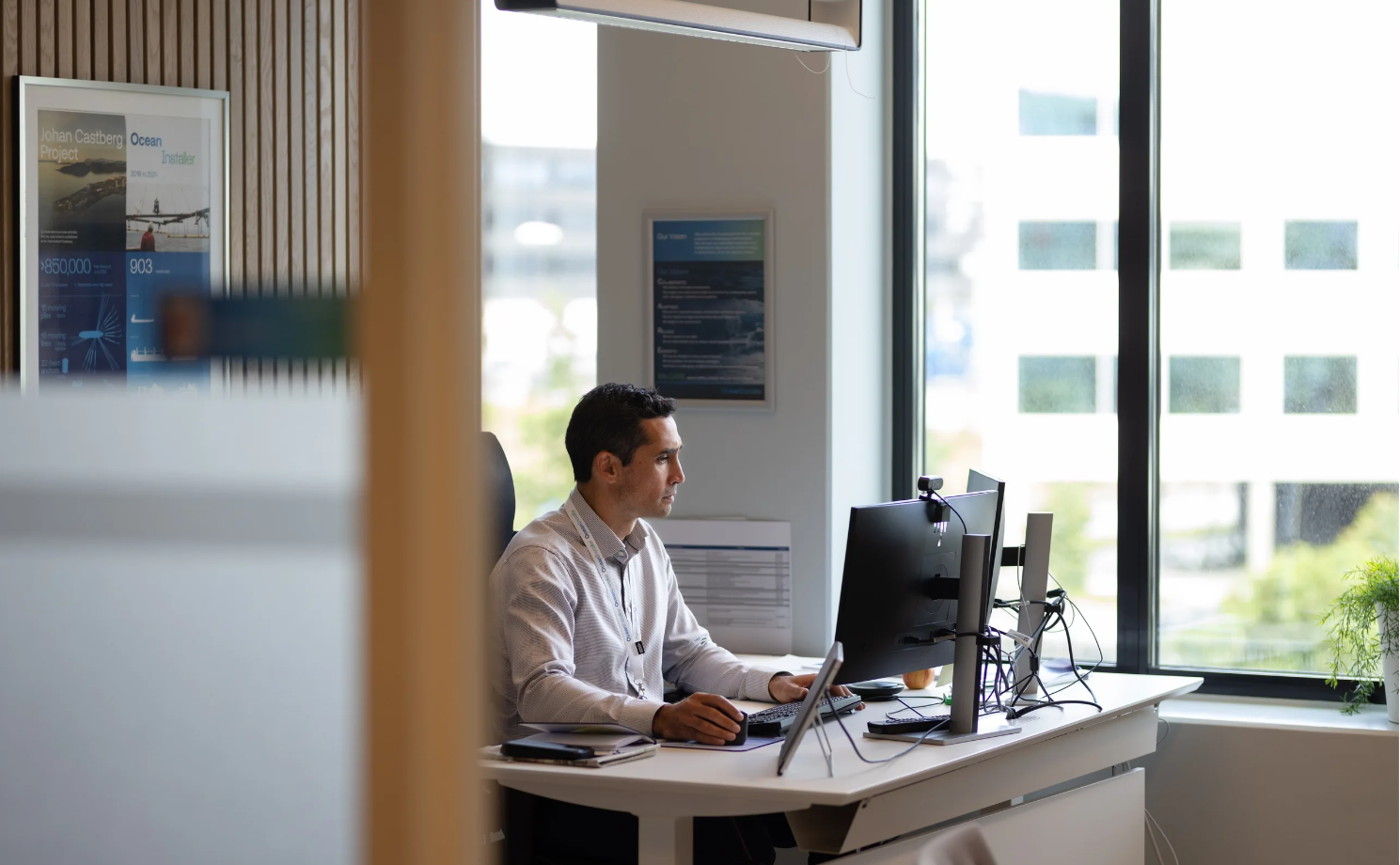 CEO of Ocean Installer, Kevin Murphy, at his desk