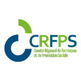 Logo du Comité Régional de Formation et de Promotion Sociale avec un cercle bleu partiel et un segment vert au-dessus.
