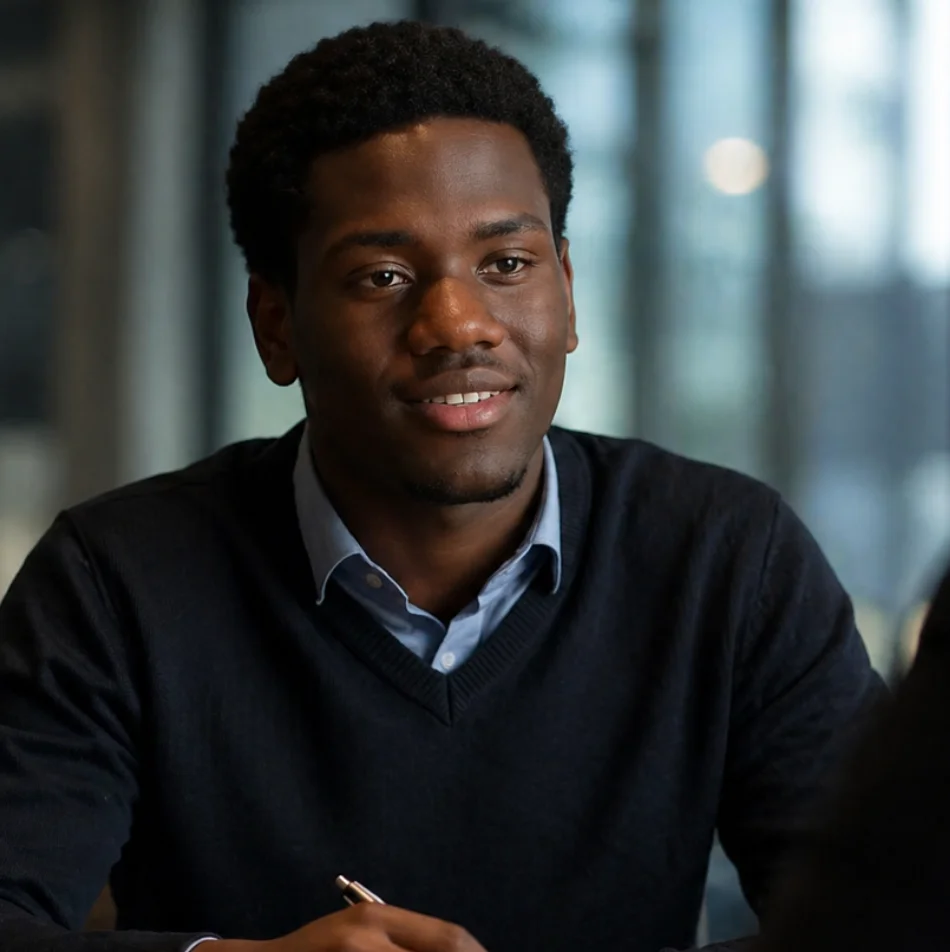 Balla MACALOU, Business Developer La Dinguerie, souriant en rendez-vous
