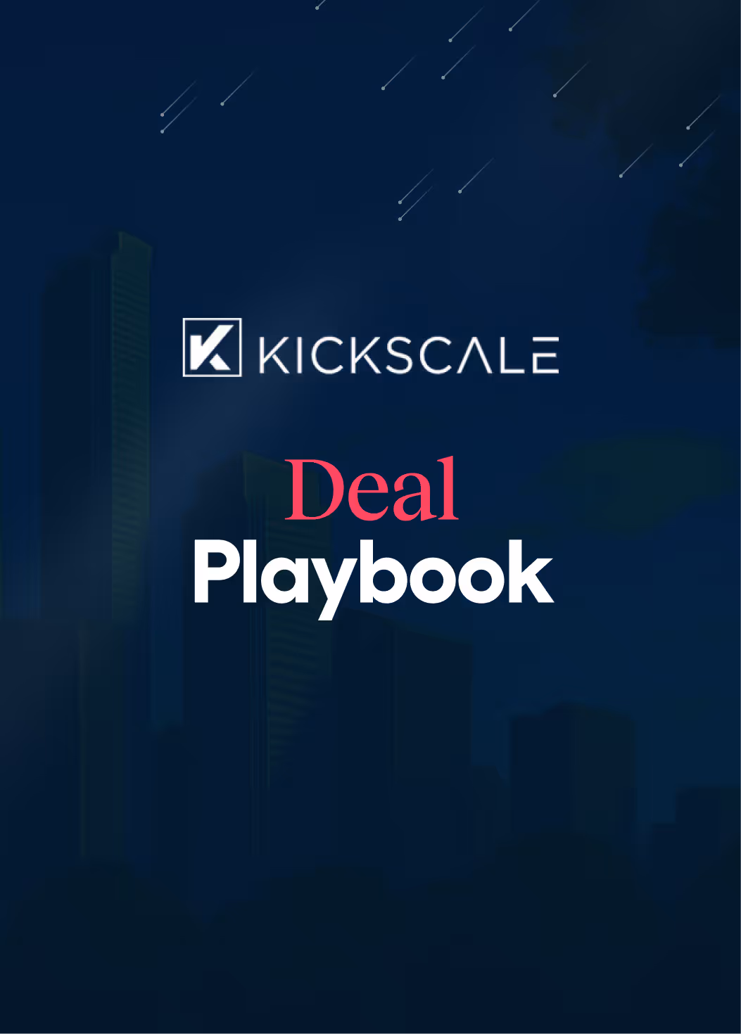 Kickscale Deal Playbook auf dunklem Hintergrund mit Sternschnuppen