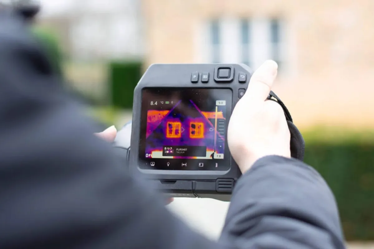 Expert meet het warmteverlies van een woning met een warmtecamera