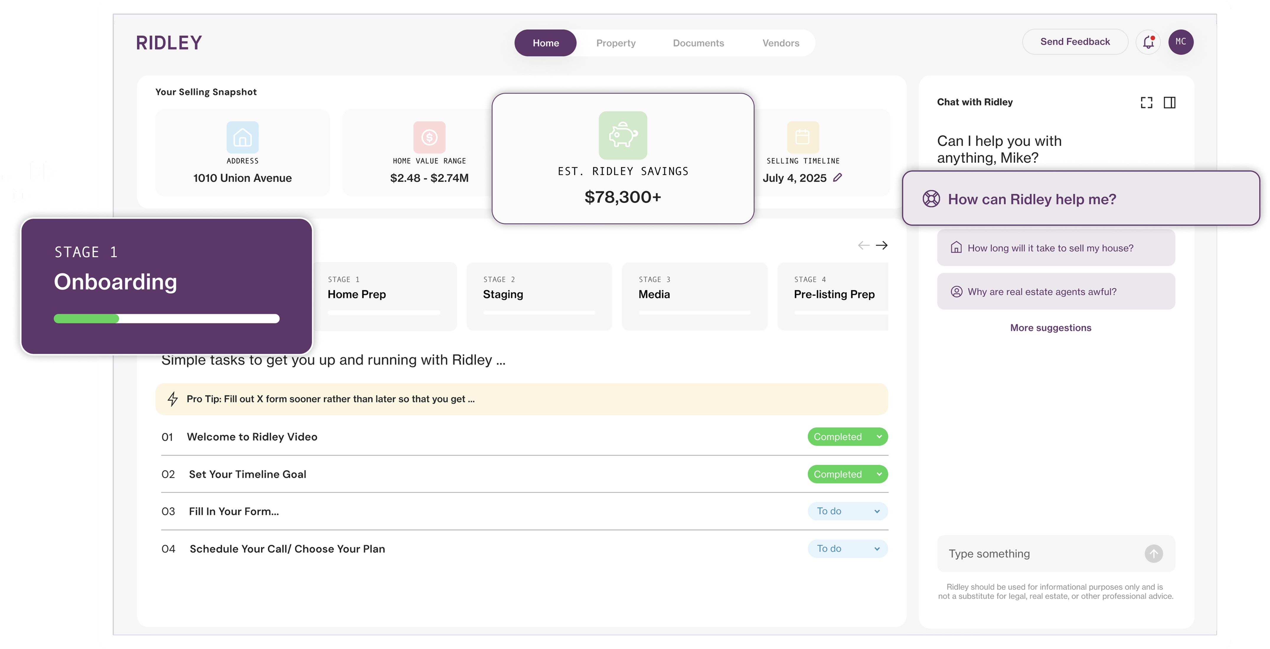 Ridley Product Dashboard