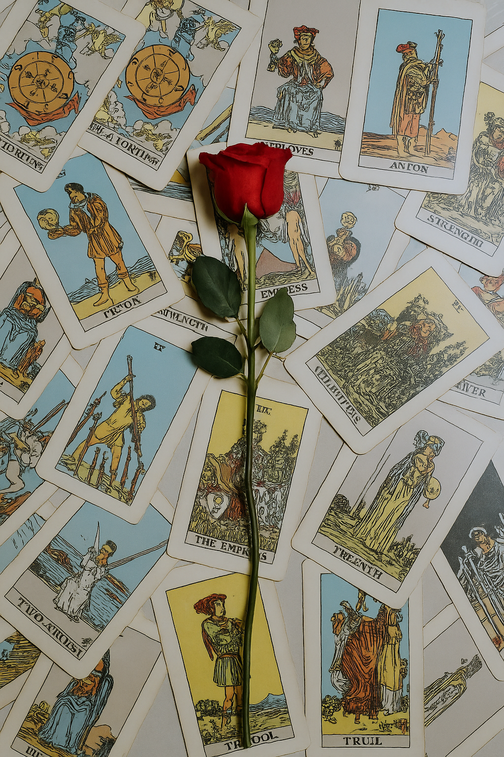 Rose on tarot cards