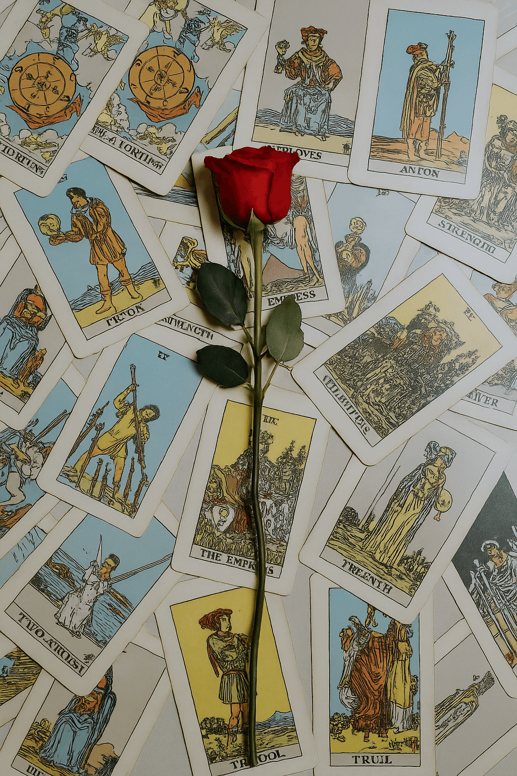 Rose on tarot cards
