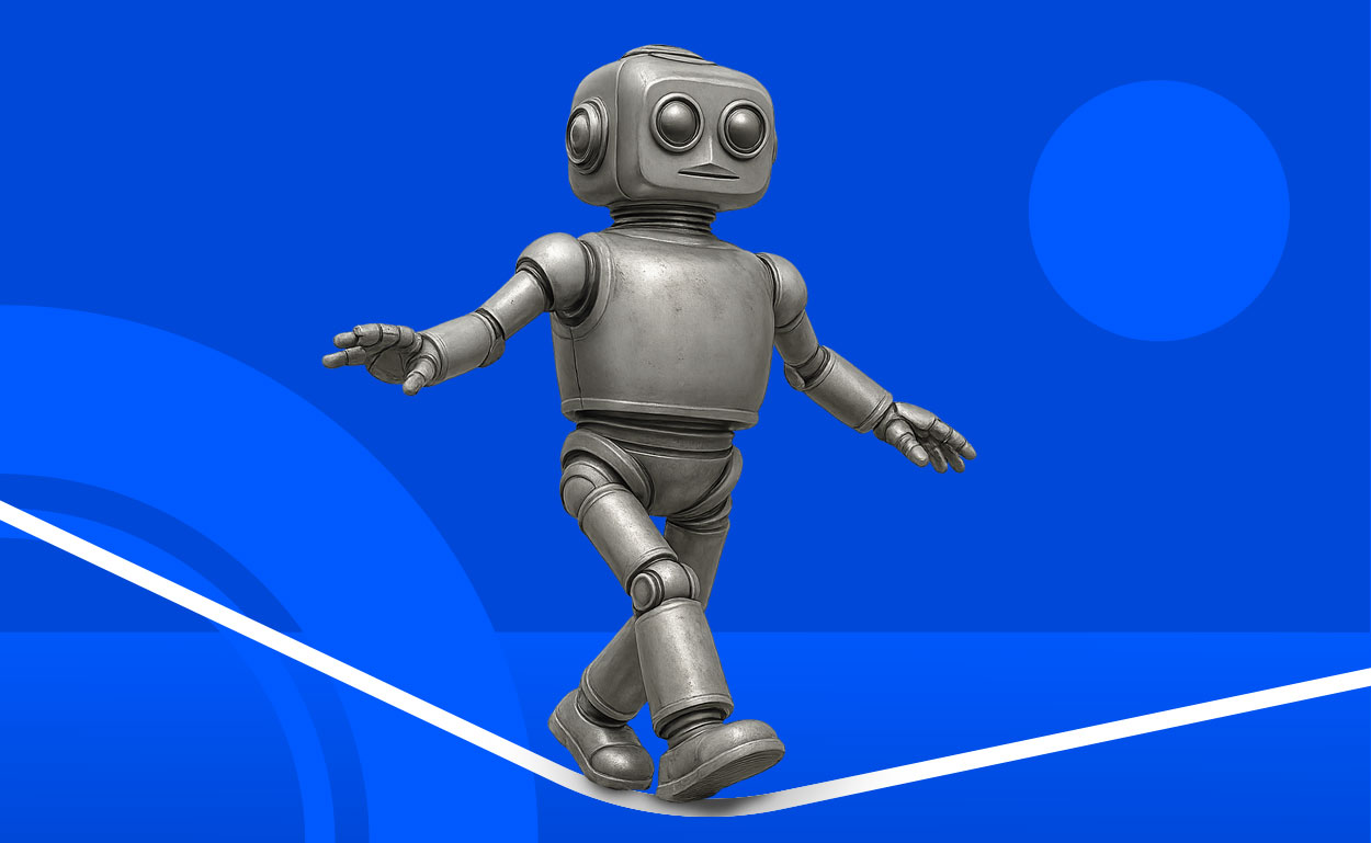 Robot walking on tightrope