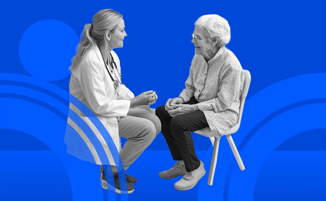 Nurse practitioner with elderly patient