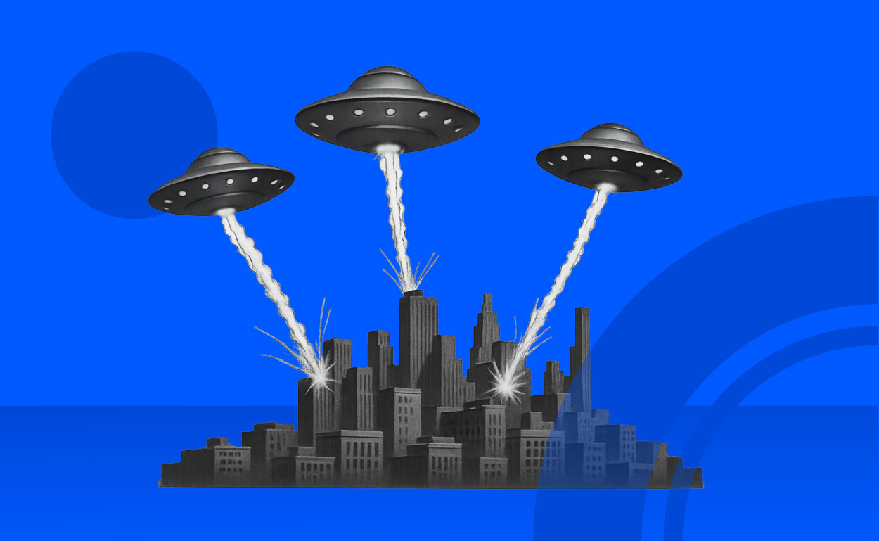 Spaceship attacking cty