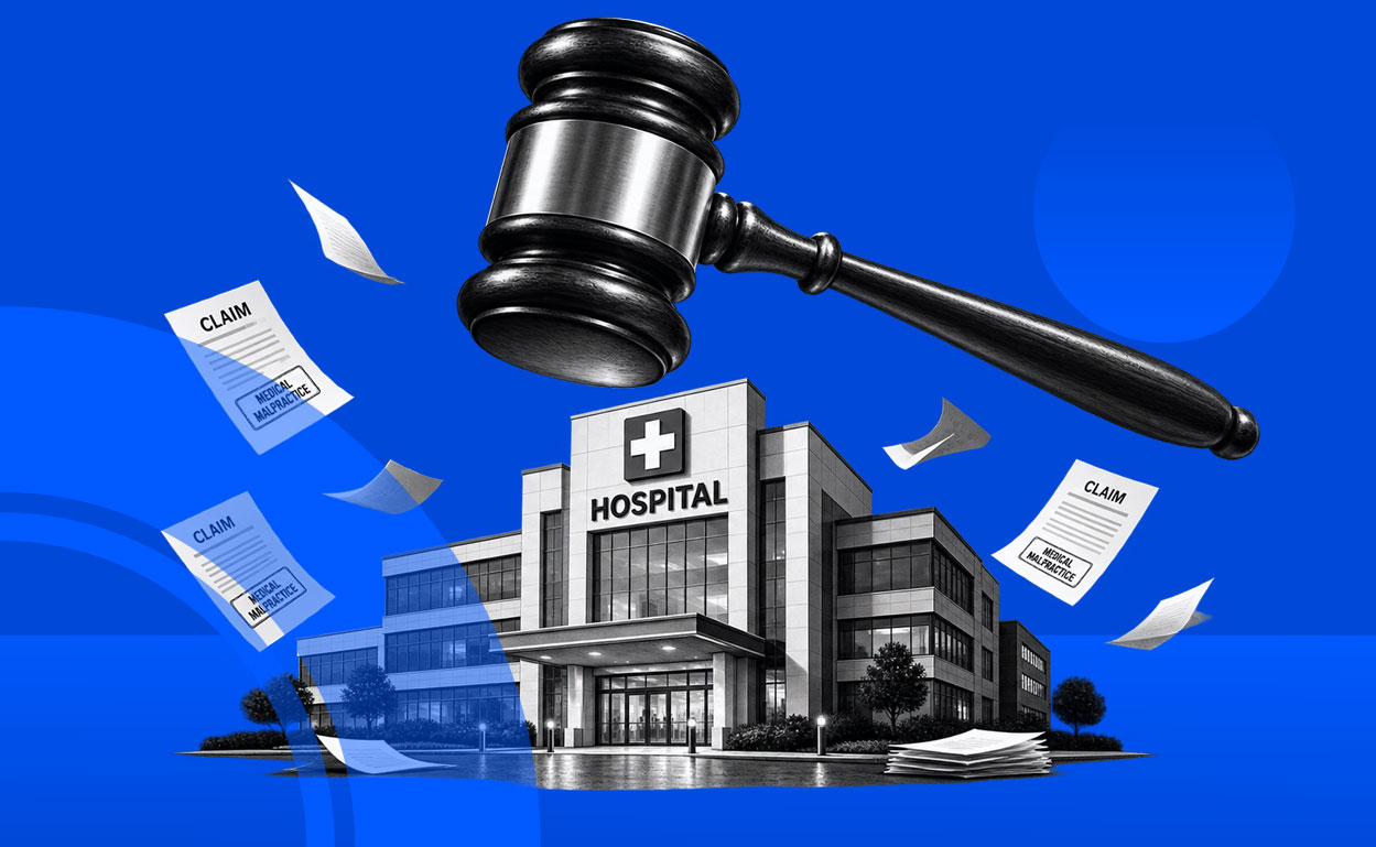 Hospital with judge's gavel