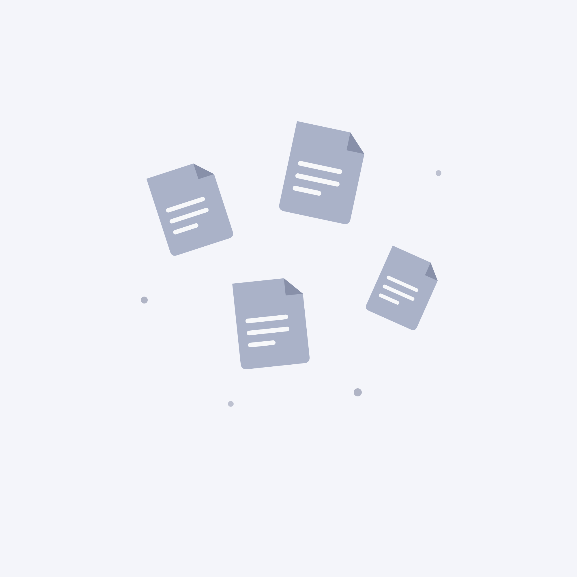 Scattered, disconnected document icons representing manual intake before automation