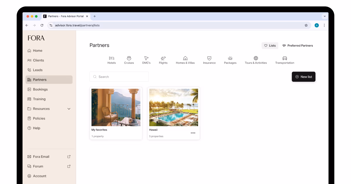 Fora travel portal
