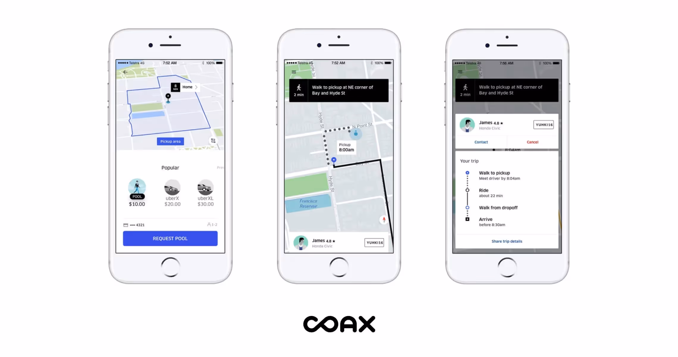 UberPool screens