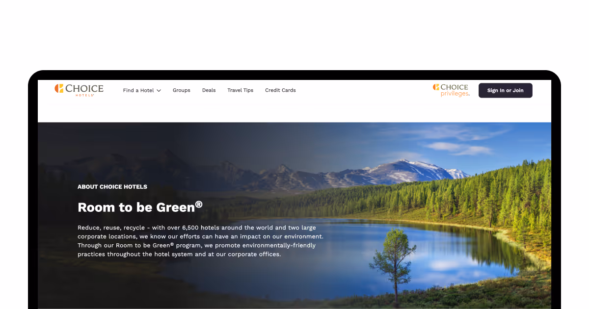 Choice Hotels Room to Be Green