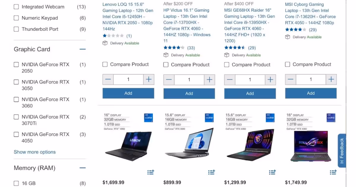 product list