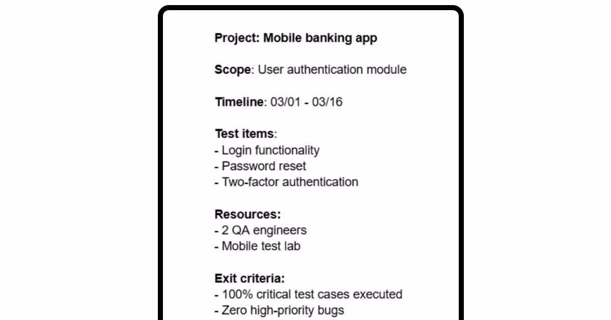 test plan example