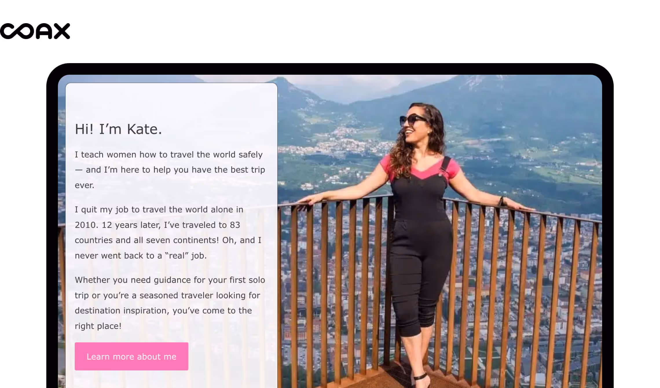 single-person travel blog example