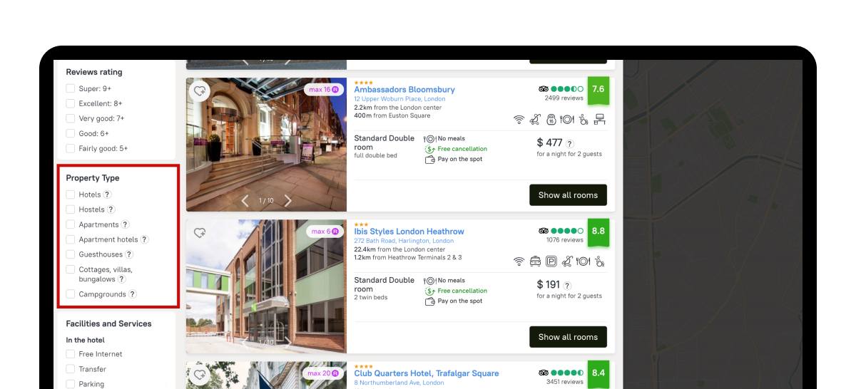 Advanced search and filtering
