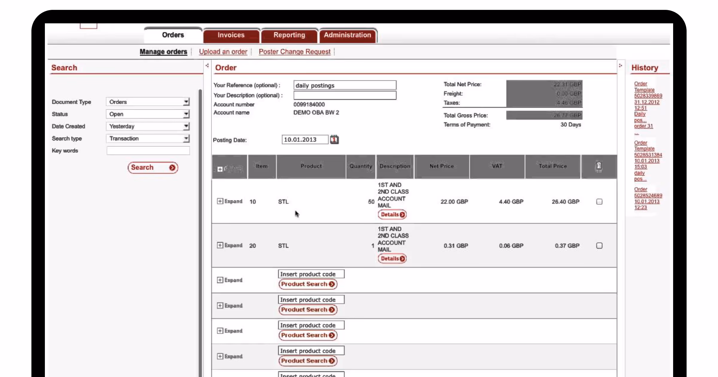 Royal Mail Business account