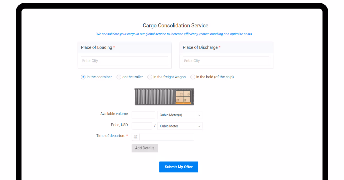 SeaRates' Cargo Consolidation Service