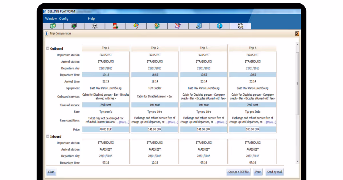 Amadeus rail display